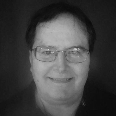 black and white portrait image of Chemist and Materials Specialist, Steve Colbern